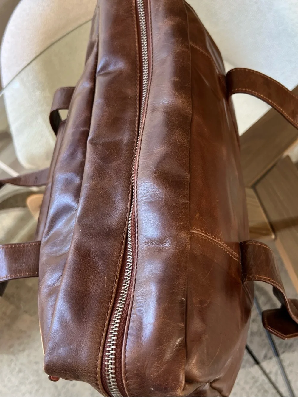 Men's Brown Leather Travel Duffel Bag Latico 11 x 13
